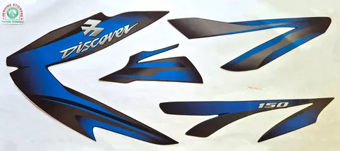 Bajaj Discover 150 New Black Bike - Blue Sticker — DISCOVER sticker Sri Lanka